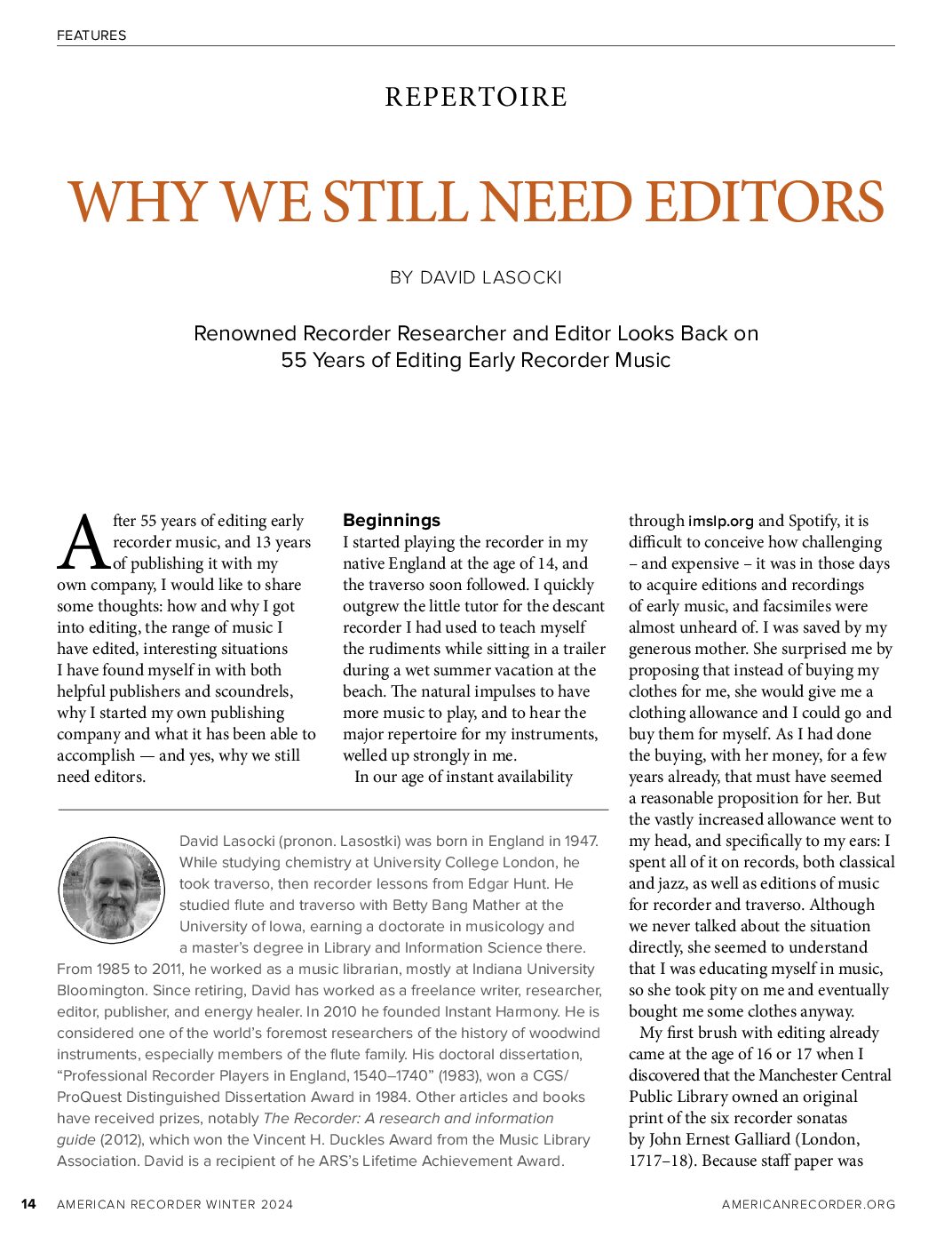 Lasocki, "Why We Still Need Editors"
